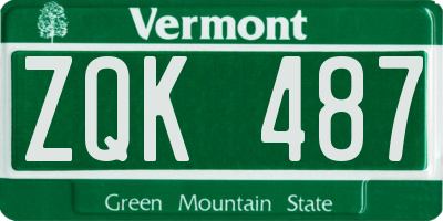 VT license plate ZQK487