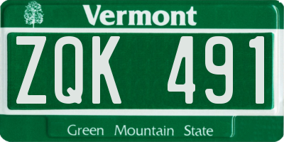 VT license plate ZQK491