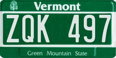VT license plate ZQK497