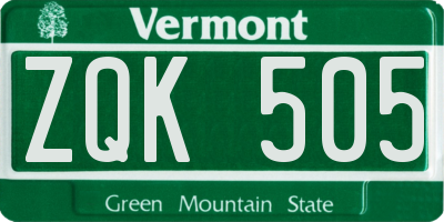 VT license plate ZQK505