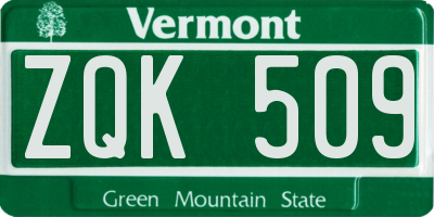 VT license plate ZQK509