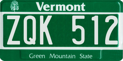 VT license plate ZQK512