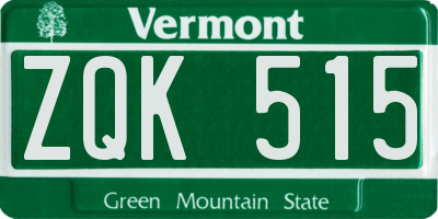 VT license plate ZQK515