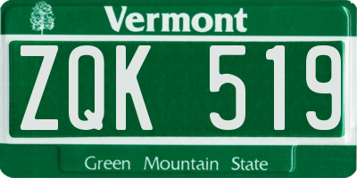 VT license plate ZQK519