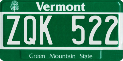 VT license plate ZQK522