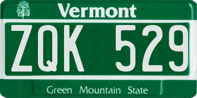 VT license plate ZQK529