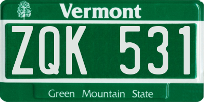VT license plate ZQK531