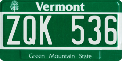 VT license plate ZQK536