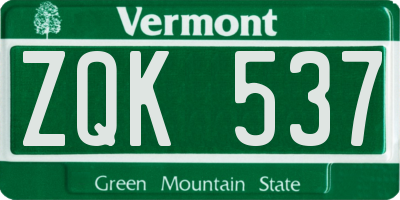 VT license plate ZQK537