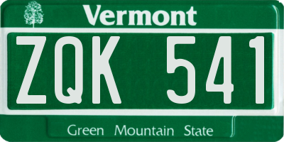 VT license plate ZQK541