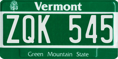 VT license plate ZQK545