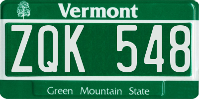 VT license plate ZQK548