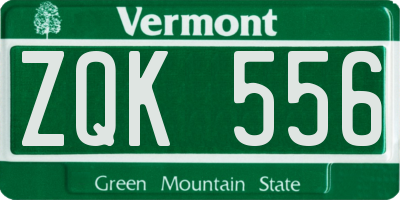 VT license plate ZQK556