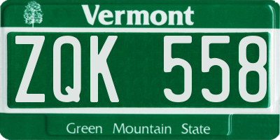 VT license plate ZQK558