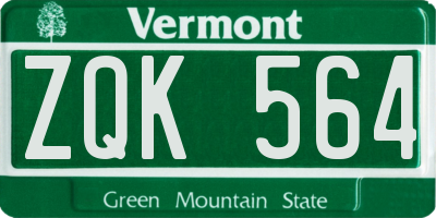 VT license plate ZQK564