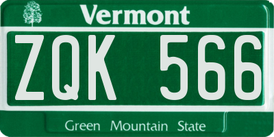 VT license plate ZQK566