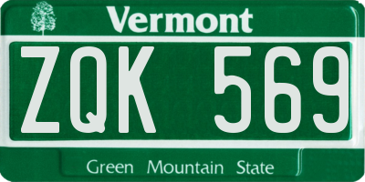 VT license plate ZQK569