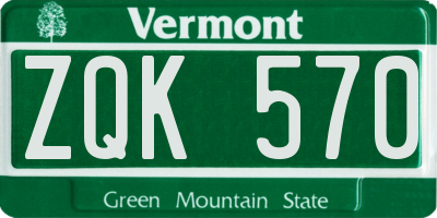 VT license plate ZQK570