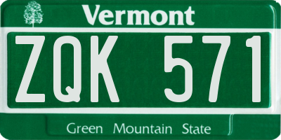 VT license plate ZQK571