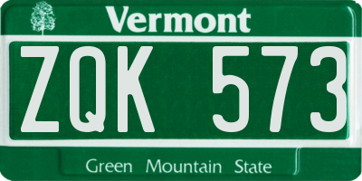 VT license plate ZQK573