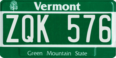 VT license plate ZQK576