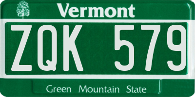 VT license plate ZQK579