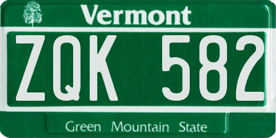 VT license plate ZQK582