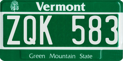 VT license plate ZQK583