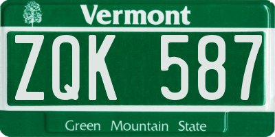 VT license plate ZQK587