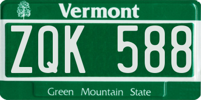 VT license plate ZQK588