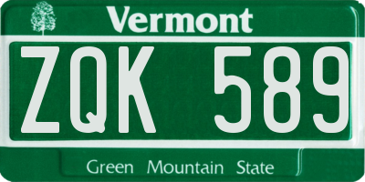 VT license plate ZQK589