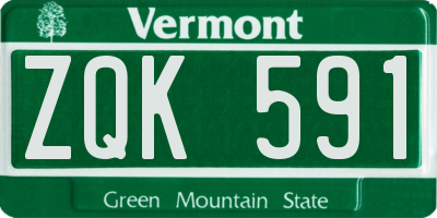 VT license plate ZQK591