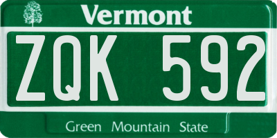 VT license plate ZQK592