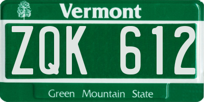 VT license plate ZQK612