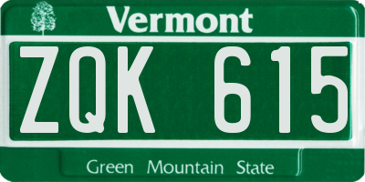 VT license plate ZQK615