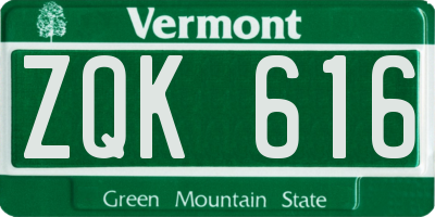 VT license plate ZQK616