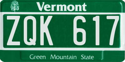 VT license plate ZQK617