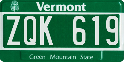VT license plate ZQK619