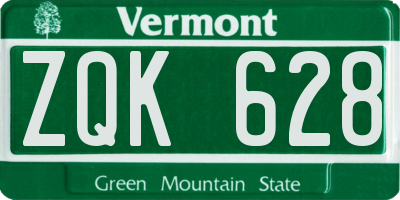 VT license plate ZQK628