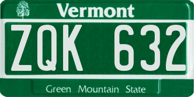 VT license plate ZQK632
