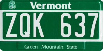VT license plate ZQK637