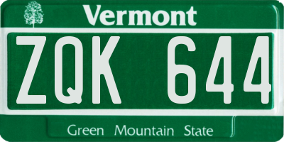 VT license plate ZQK644