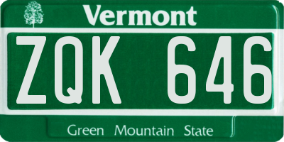 VT license plate ZQK646