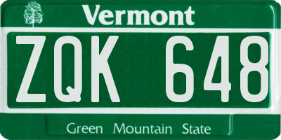 VT license plate ZQK648