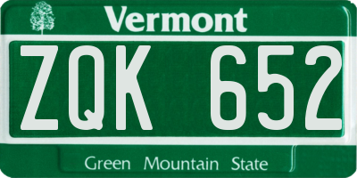 VT license plate ZQK652