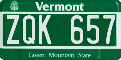 VT license plate ZQK657