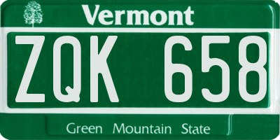VT license plate ZQK658