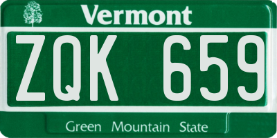 VT license plate ZQK659