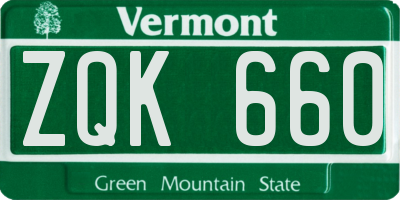 VT license plate ZQK660