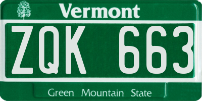 VT license plate ZQK663